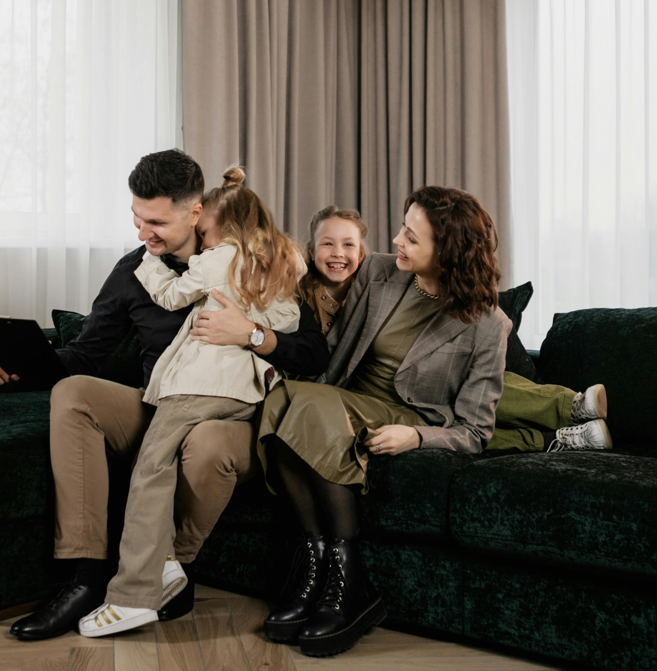Family in their new home